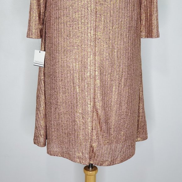 Ophelia Roe Pink Brown Shimmery Gold A-Line Pullover Dress NEW NWT Size M - Picture 8 of 13
